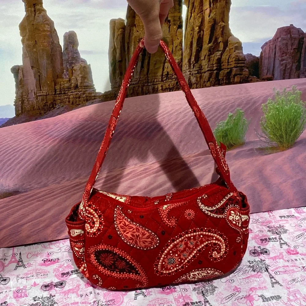 Two items Vera Bradley deep red Parsley shoulder bag.